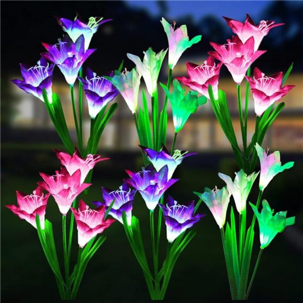 Solar Lights Outdoor Garden Decorative Flowers 6 Pack, Waterproof Solar Lights